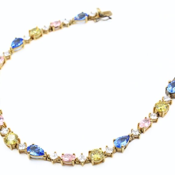 Hallmarked Suzanne Somers Pastel Color Crystal Sterling Silver Bracelet - Picture 6 of 15